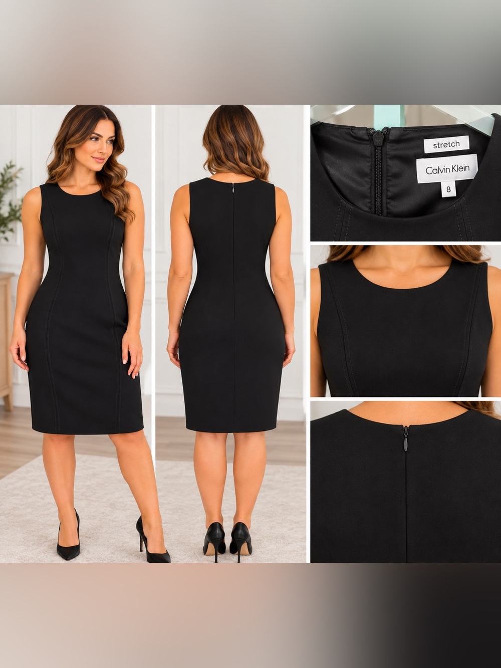 Calvin Klein Black Stretch Sheath Dress – Size 8